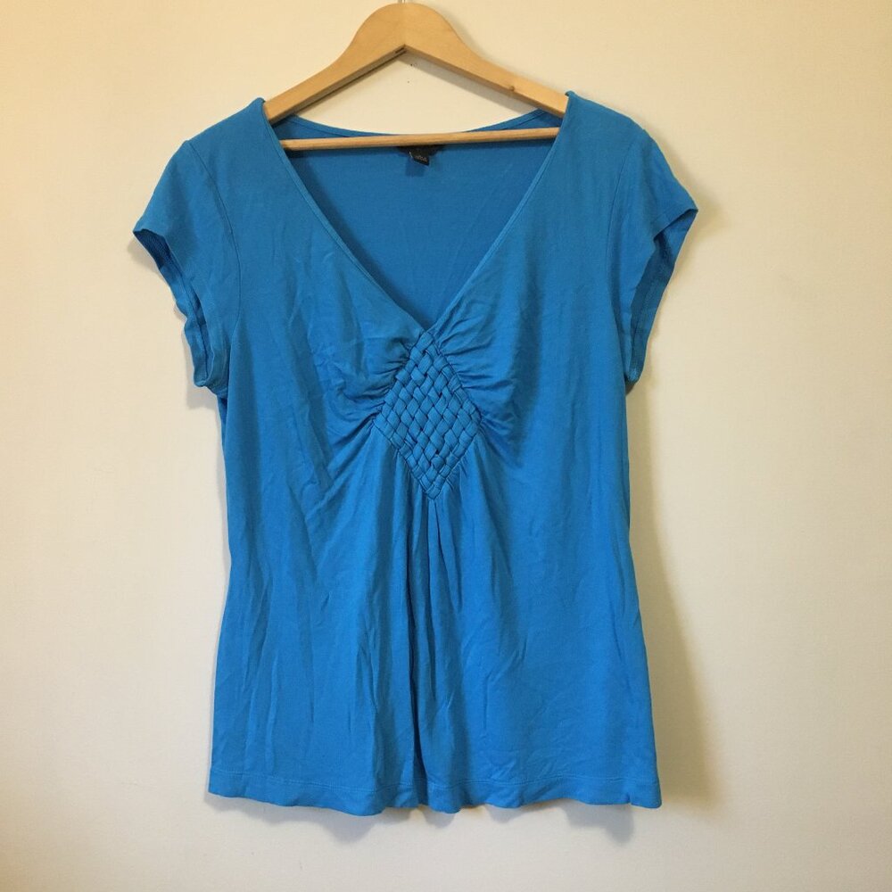 Banana Republic Bright Blue Celtic Weave Rayon Cap Sleeve Top